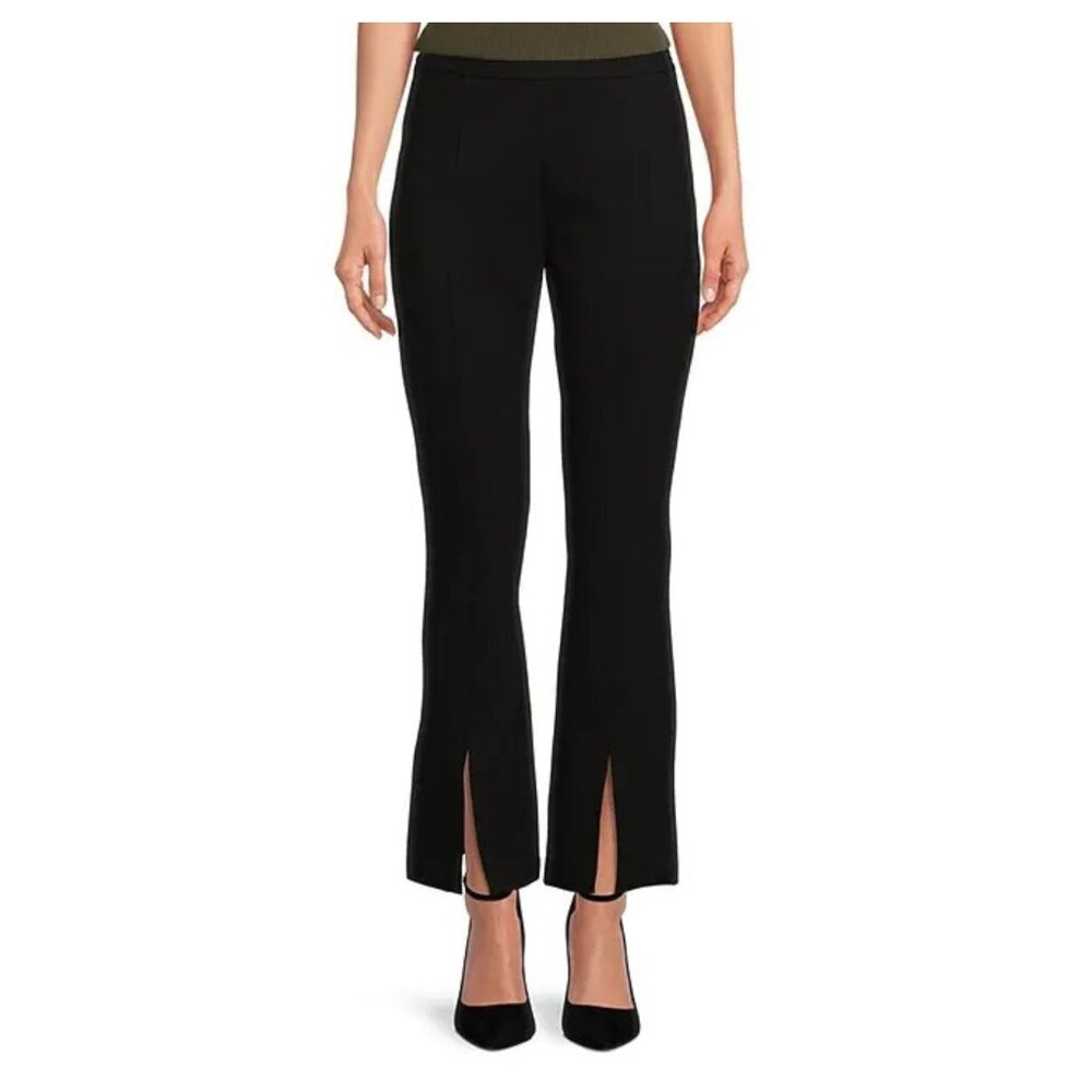 Black Ponte Flare Pants Slit Hem High Rise Side Zipper NWT Size 16 XL
